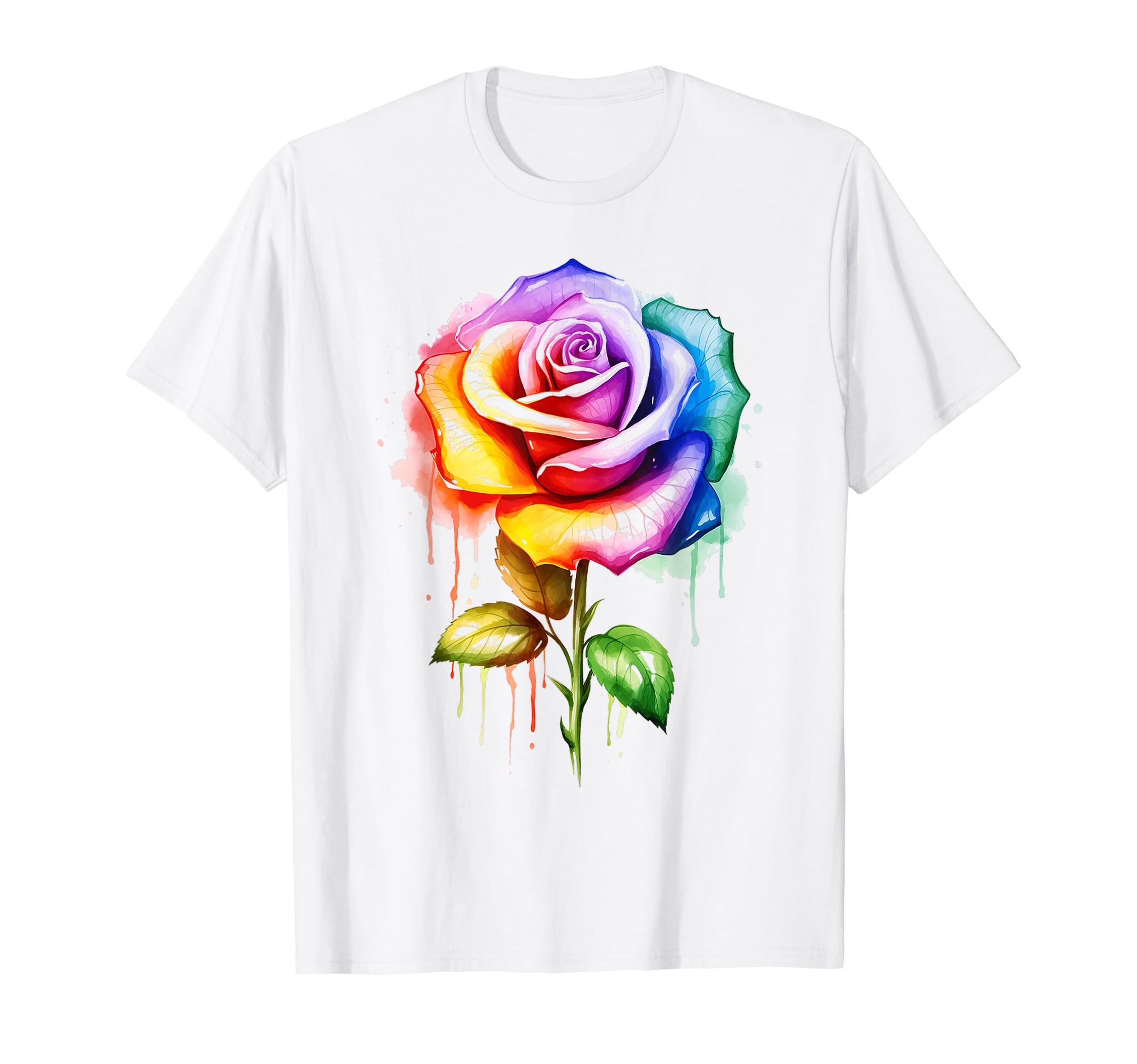 Amazon | バラ カラフル モチーフ 花 イラスト ポートレート バラ T